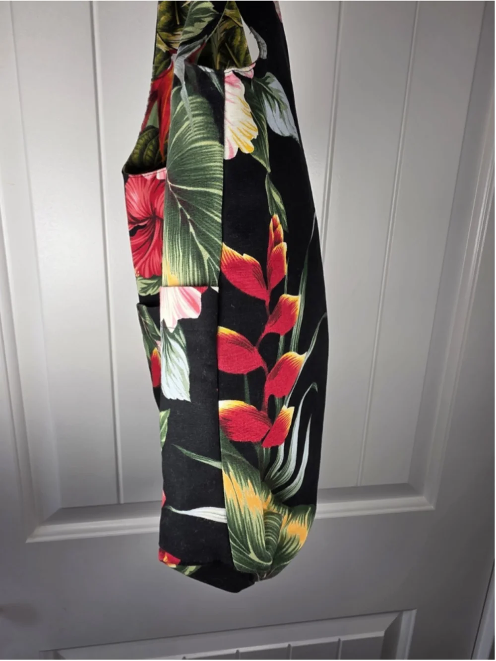 Pinkham Made In Hawaii Reversible Canvas Tote Bag Tropical Hibiscus Floral Black